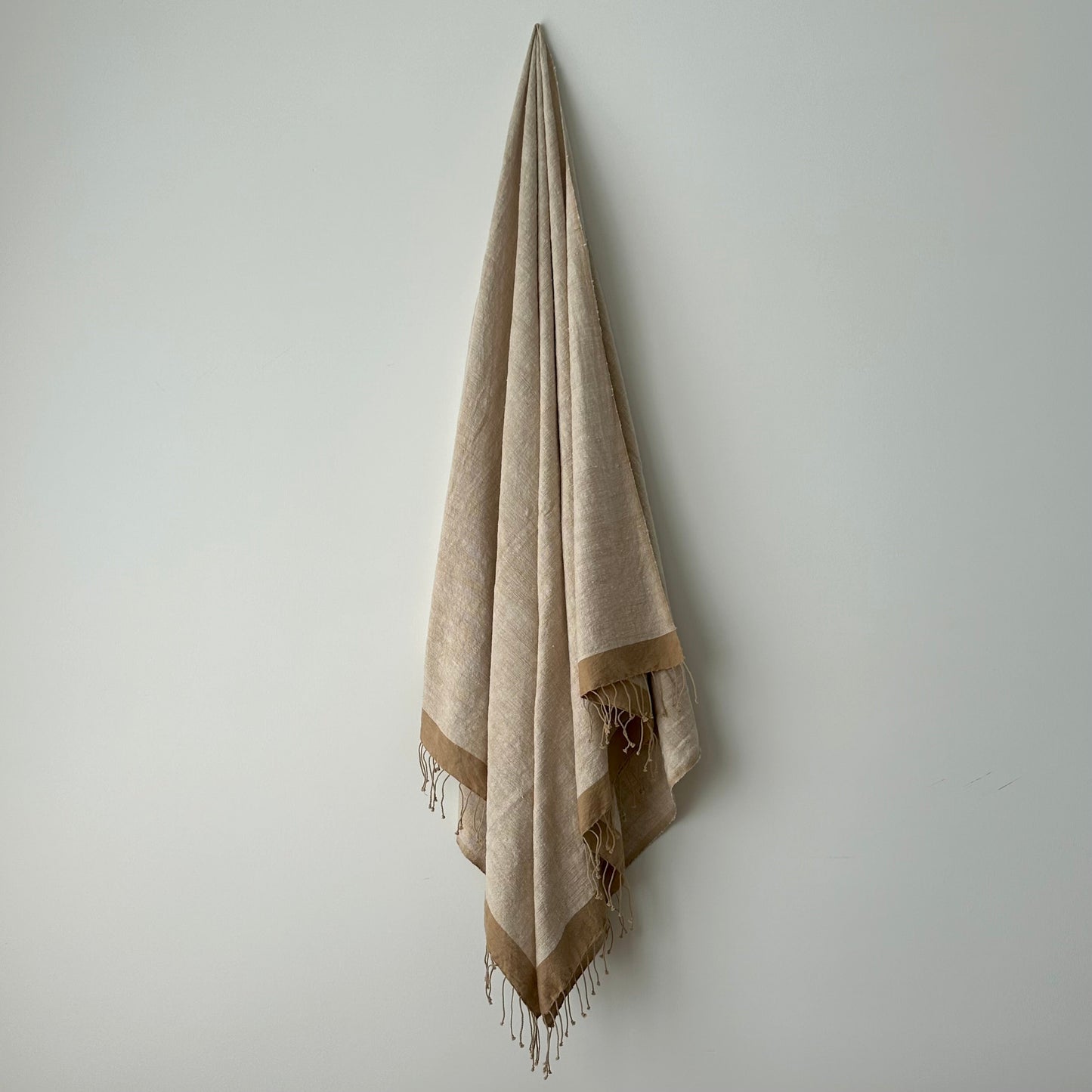 Savu Towel. Beige with Brown Edge - Hand Woven