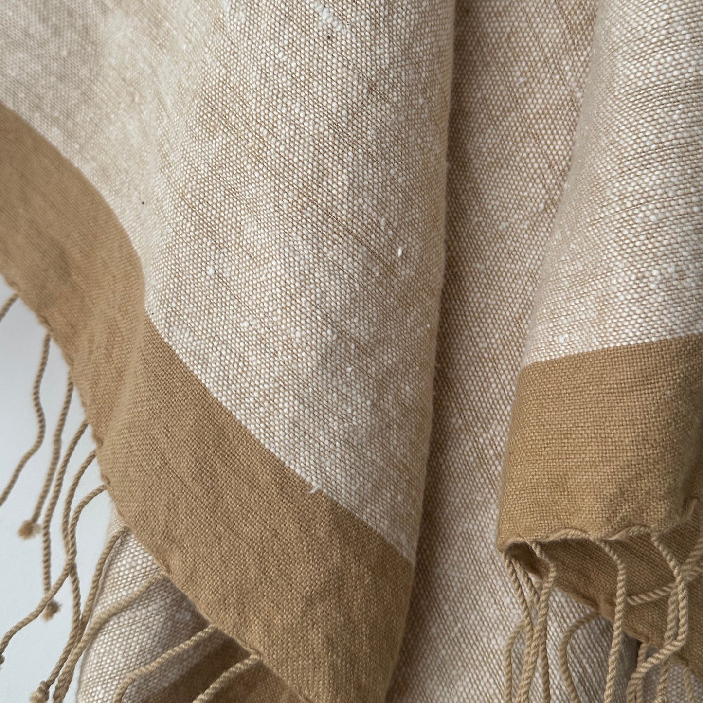 Savu Towel. Beige with Brown Edge - Hand Woven