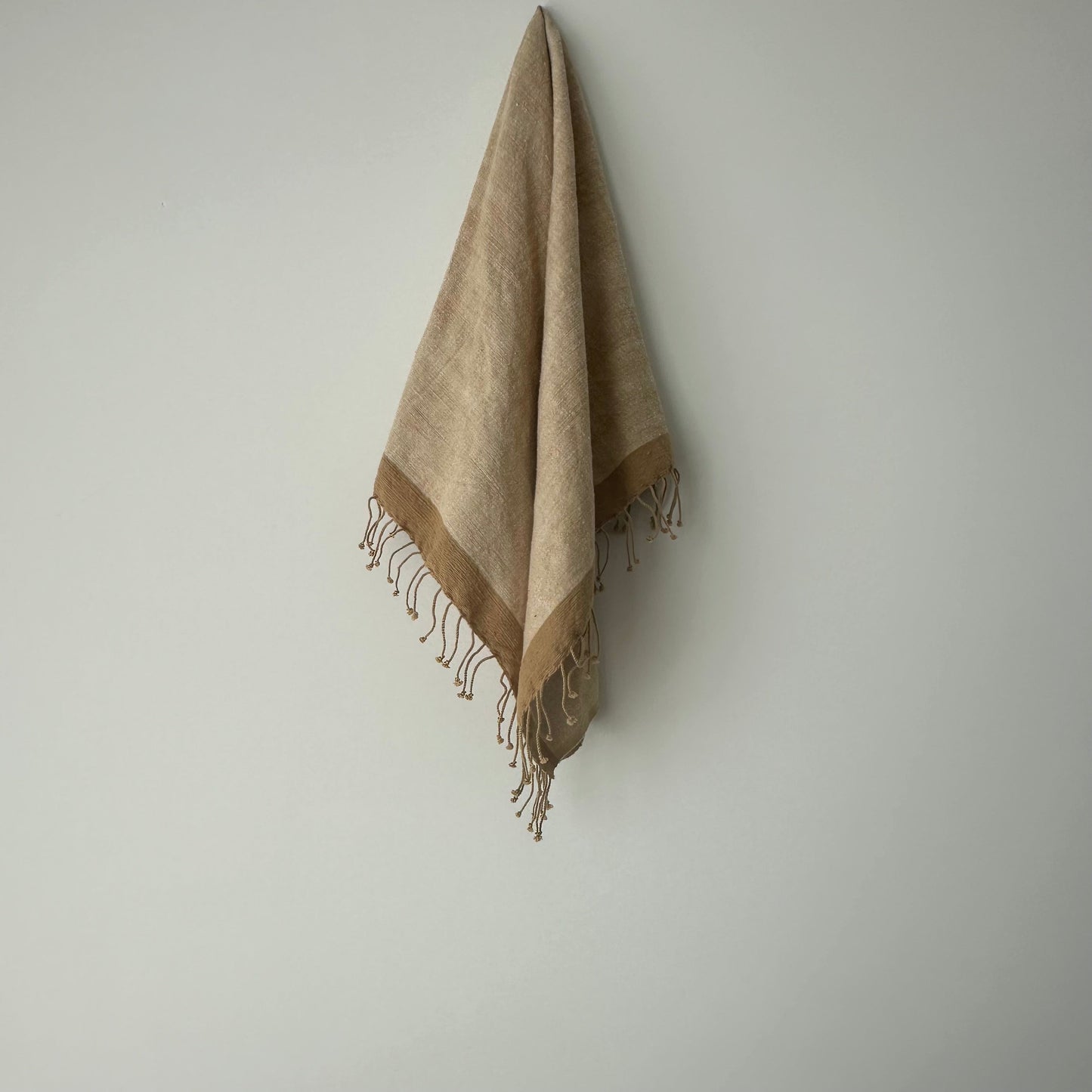Savu Towel. Beige with Brown Edge - Hand Woven
