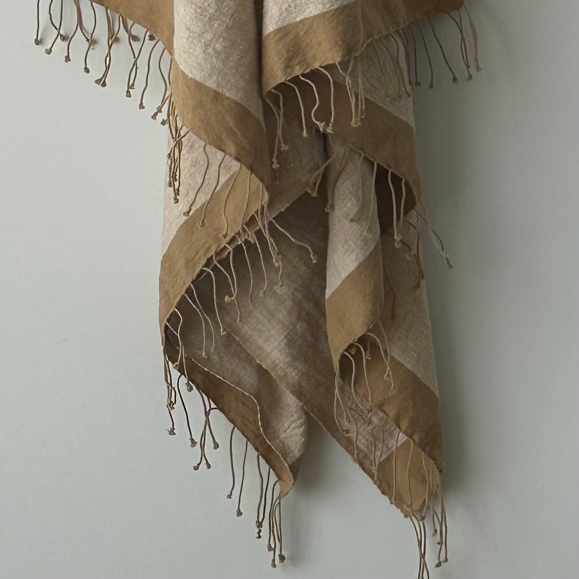 Savu Towel. Beige with Brown Edge - Hand Woven