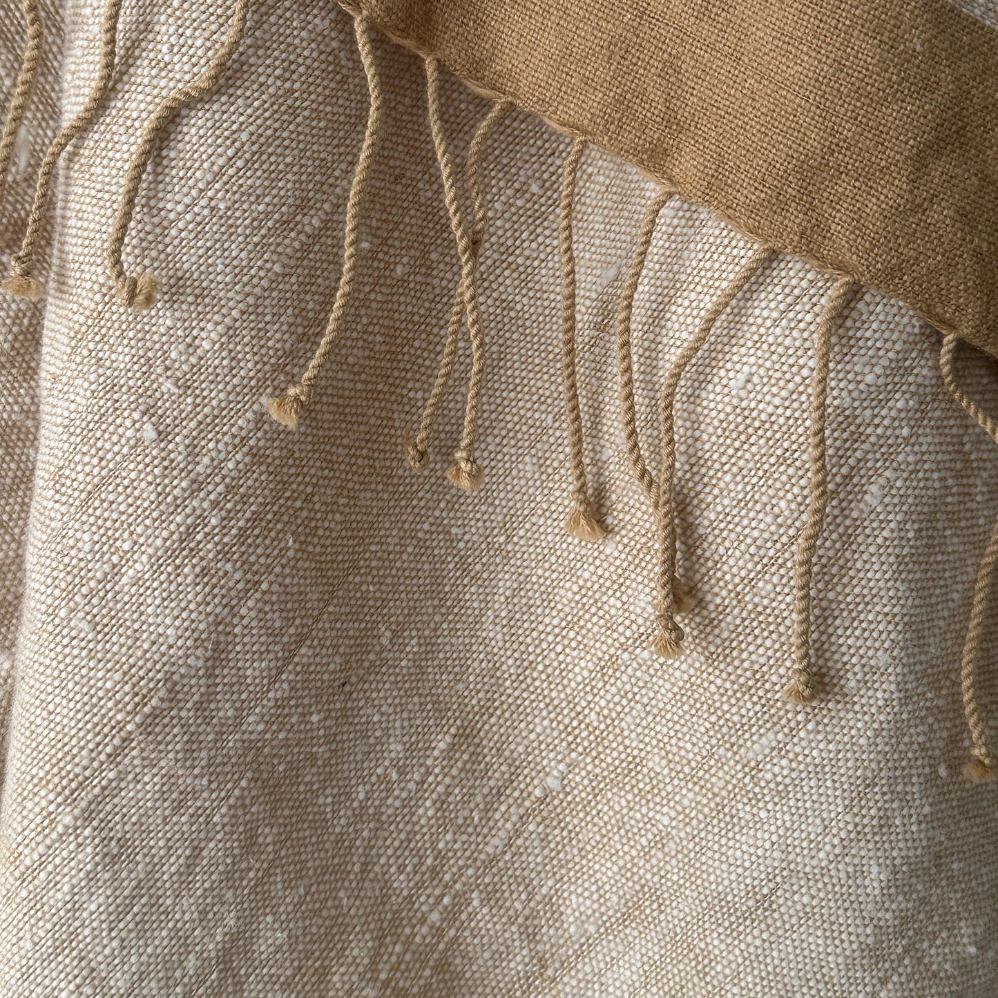 Savu Towel. Beige with Brown Edge - Hand Woven